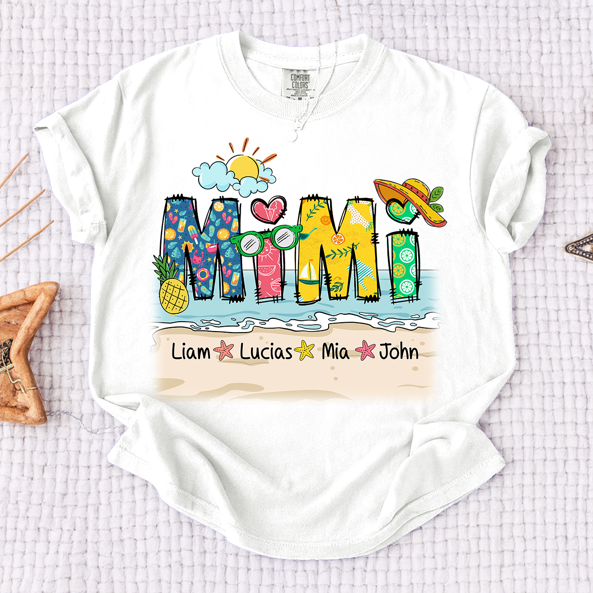 Comfort Colors® Cute Vacation Mimi Shirt with Pineapple and Sunglasses Design for Family