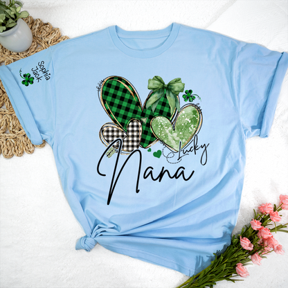 Lucky Nana Heart St Patrick’s Day T-Shirt, Gift For Grandma And Kids