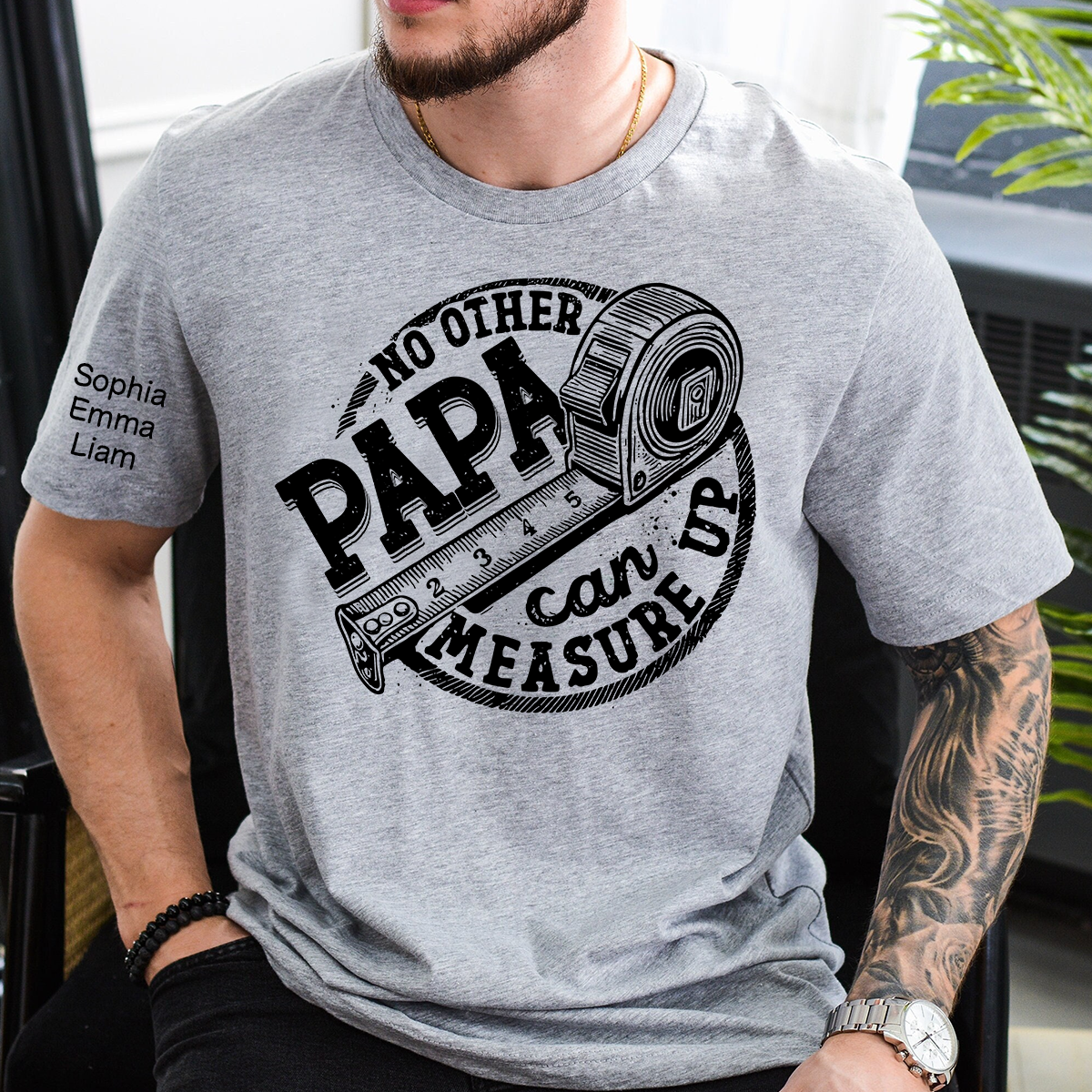 No Other Papa Can Measure Up Shirt, Funny Papa T Shirt With Measuring Tape Graphic