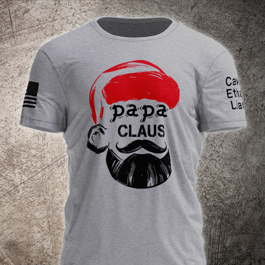 Papa Claus Christmas Shirt, Custom Papa With Kids, Grandpa Gift TH T-Shirt