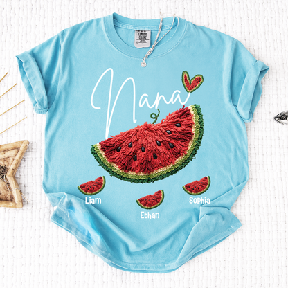 Comfort Colors® Custom Nana Watermelon Shirt, Cute 4th of July Summer Grandma Gift