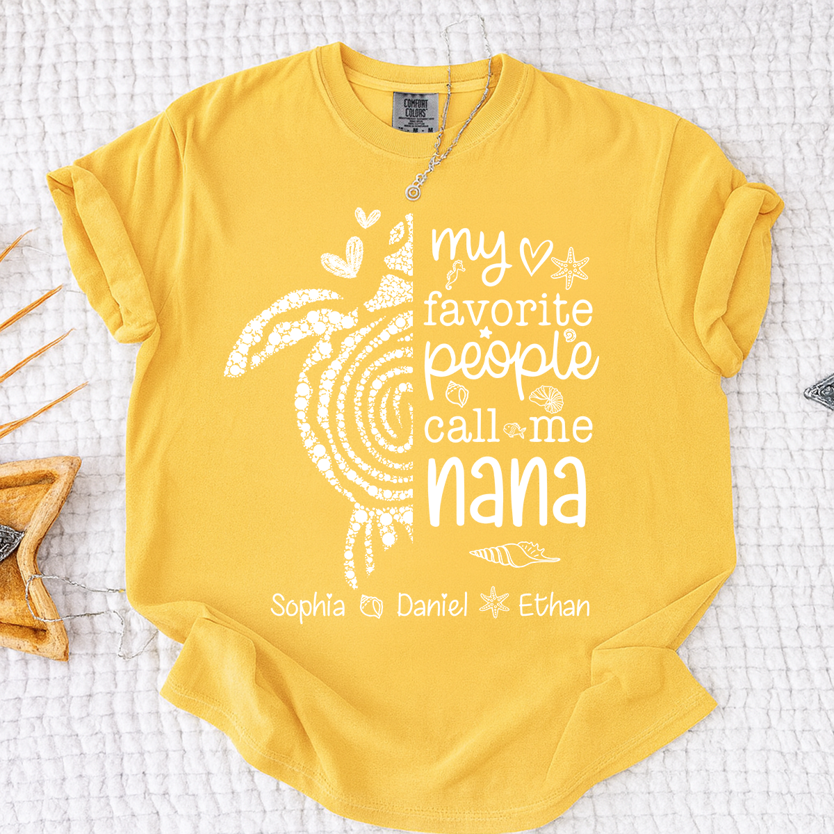 Comfort Colors® Cute Grandma Turtle Shirt Personalized Nana with Kids Names Summer Tee