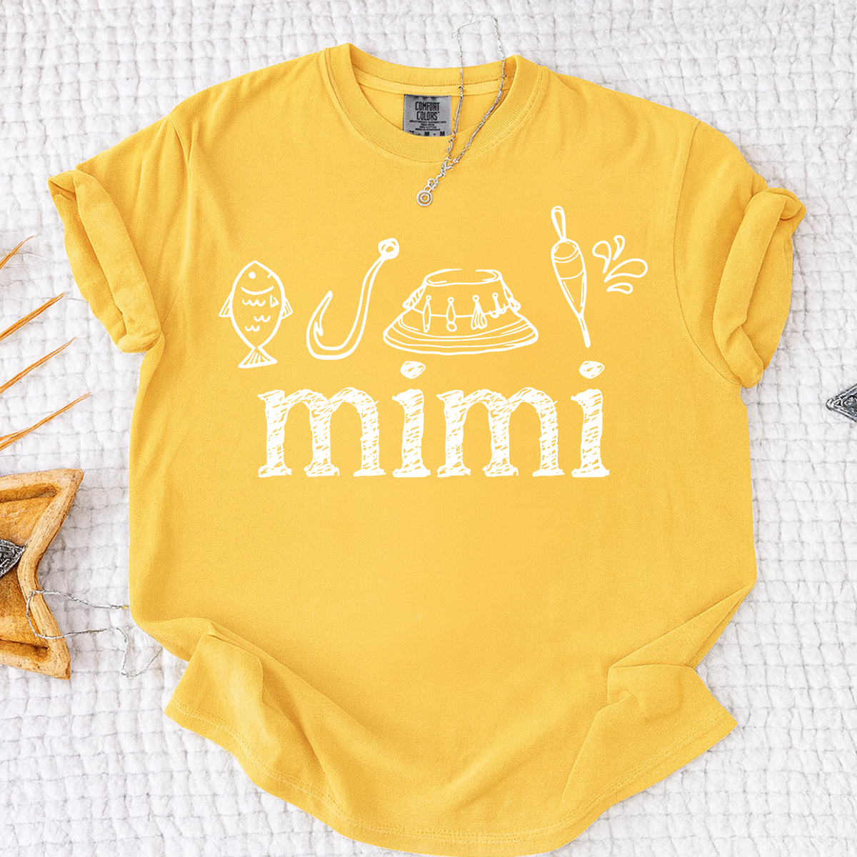 Comfort Colors® Mimi Fishing Lover Tee, Grandma Angler Shirt for Women, Custom Nickname Fishing T Shirt, Fisherwoman Gift Idea, Lake Day Outfit