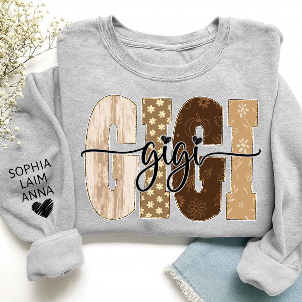 Autumn Floral Bible Sweatshirt with Flowers, Custom Nicknames for Grandma and Kids