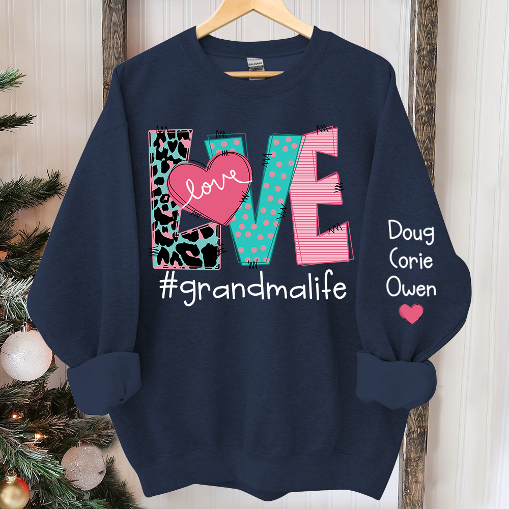 Personalized Love Grandma Life Trend Sweatshirt, Custom Grandma and Grandkids Sweatshirt