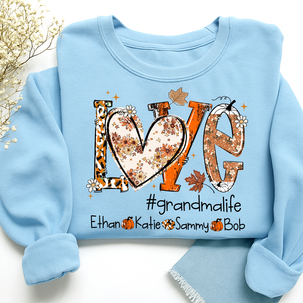 Custom Love Fall, Personalized Halloween for Grandma And Grandkids