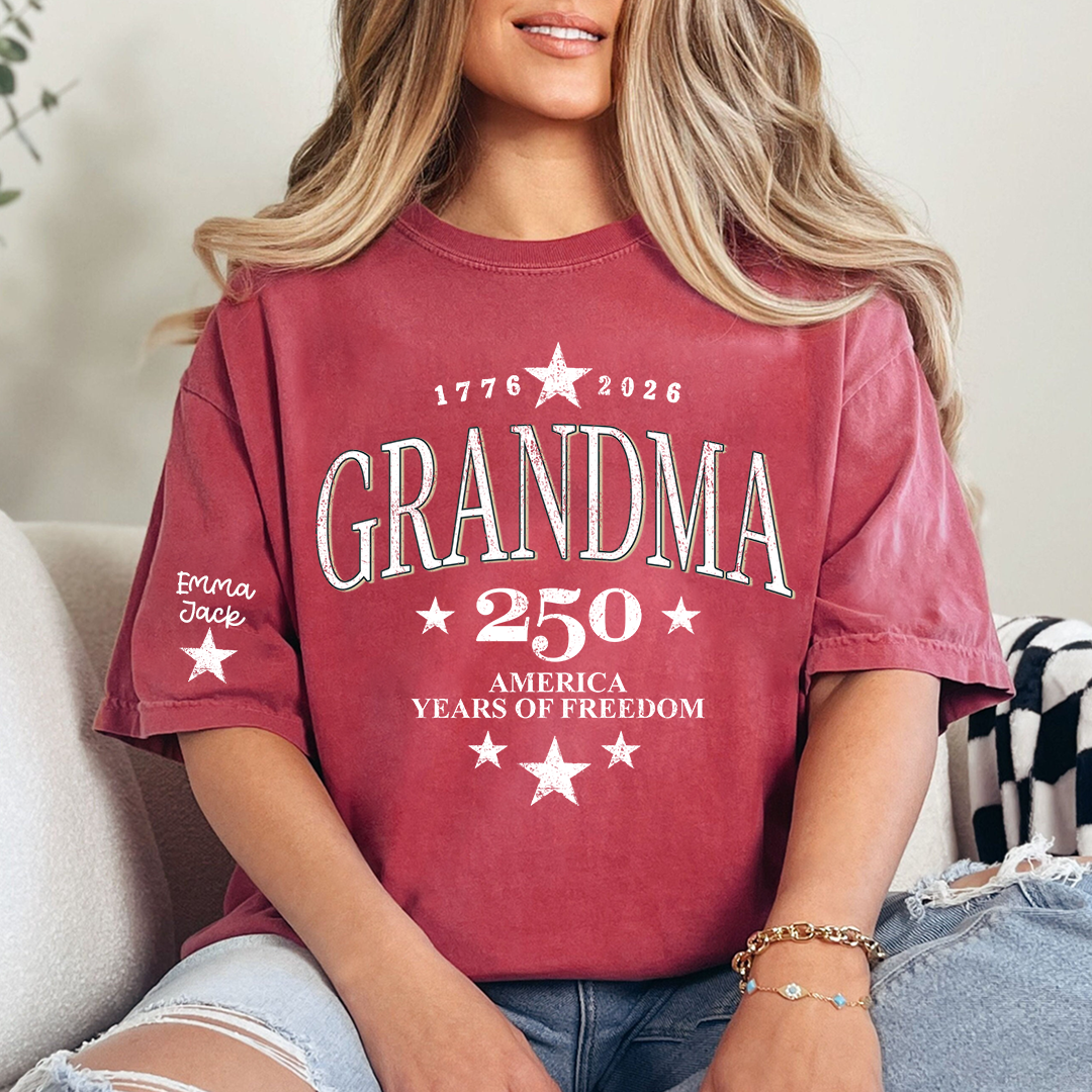Grandma 250 Years of Freedom America Flag T-Shirt | Patriotic 4th of July Shirt