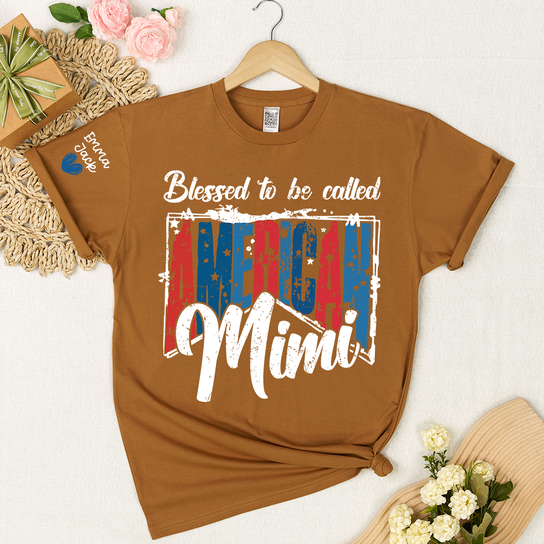 Blessed to Be Called Mimi Shirt, Personalized Mimi T-Shirt with Custom Names and Patriotic Design