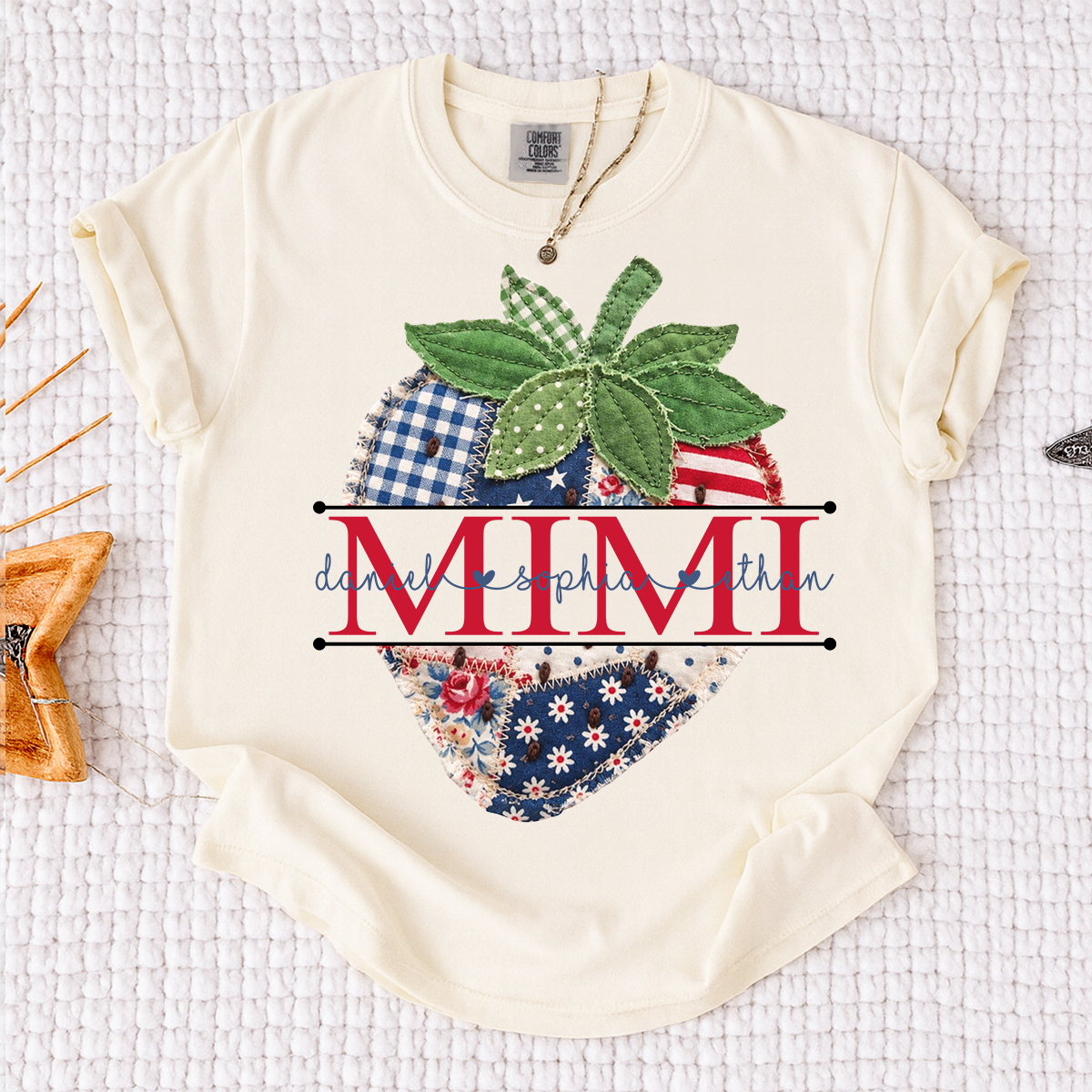 Comfort Colors® Personalized Mimi 4th of July Shirt, Cute Patriotic Grandma Strawberry Tee
