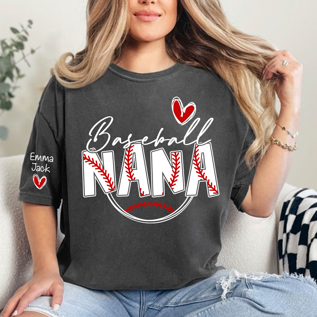 Personalized Baseball Nana T-Shirt, Custom Nana Tee for Proud Baseball Grandma, Give Grandma And Kids