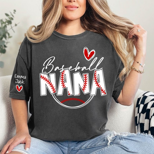 Personalized Baseball Nana T-Shirt, Custom Nana Tee for Proud Baseball Grandma, Give Grandma And Kids