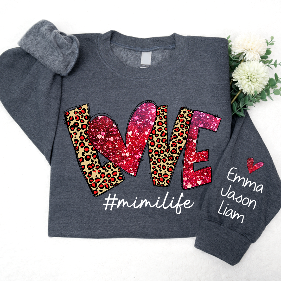 Love Leopard Mimilife, Custom Mimi With Kids, Grandma Gift TH Sweatshirt