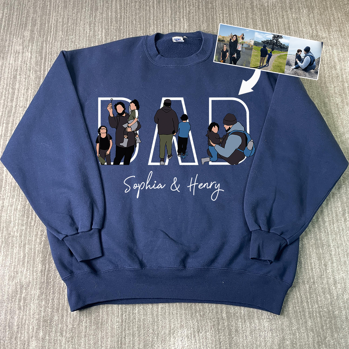 Custom Dad Hoodie Portrait From Photo, Personalized Dad Portrait Shirt, Personalized Gifts For Dad, Father's Gift