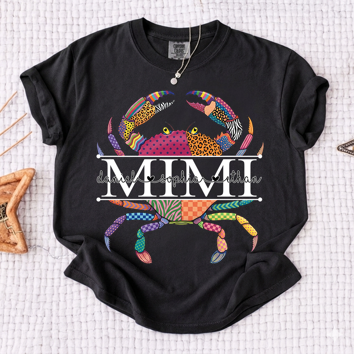 Comfort Colors® Personalized Mimi Crab T-Shirt for Women Colorful Summer Graphic Tee