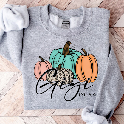 Personalized Gigi Pumkins Sweatshirt, Gifts for Grandma and Grandchild
