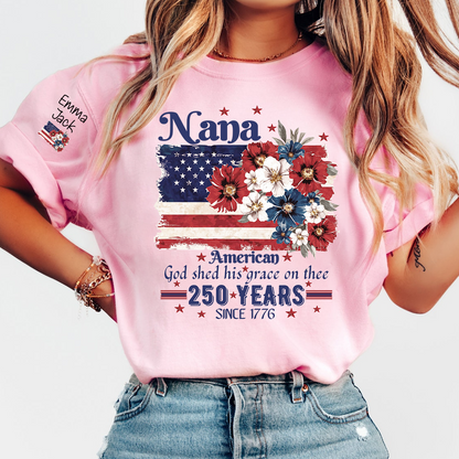 Custom Nana Fourth of July USA Flag, Personalized Gift For Grandma And Kids