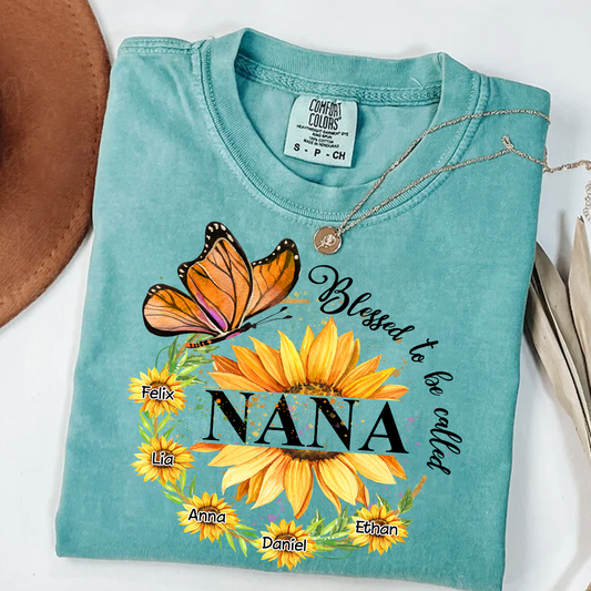 Comfort Colors® Blessed Nana Sunflower Butterfly T-Shirt, Gift For Grandma T-Shirt