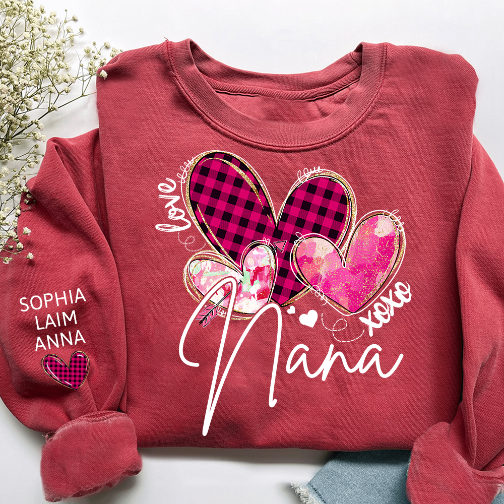Customized Valentine Pink Xoxo Valentine Design, Personalized Nana with Kids Name