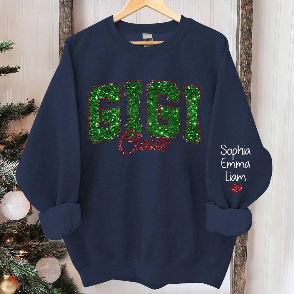Custom Gigi Claus Green Christmas And Kids Sweatshirt