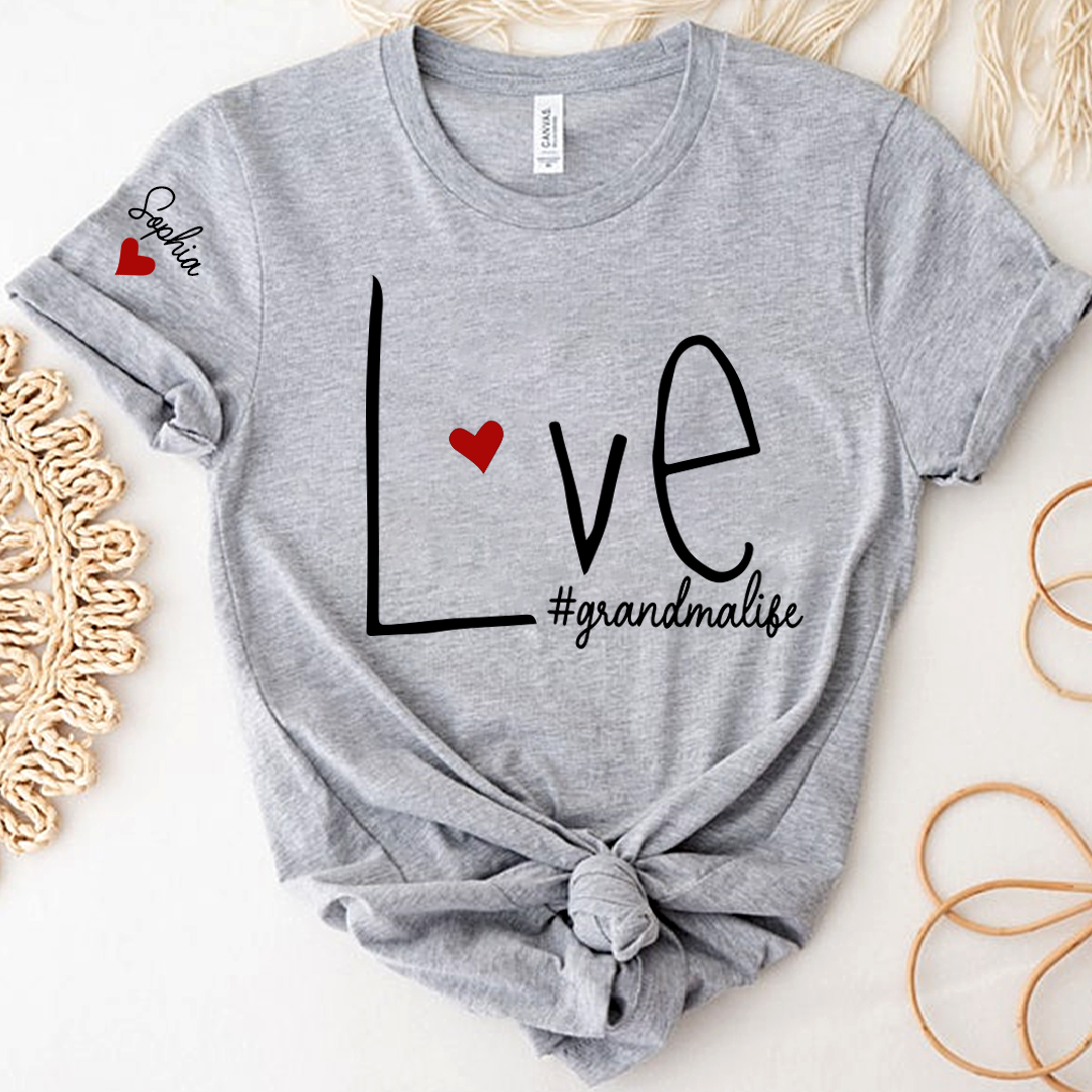 Personalized Love Grandma Life Heart, Custom Nicknames for Grandma and Kids
