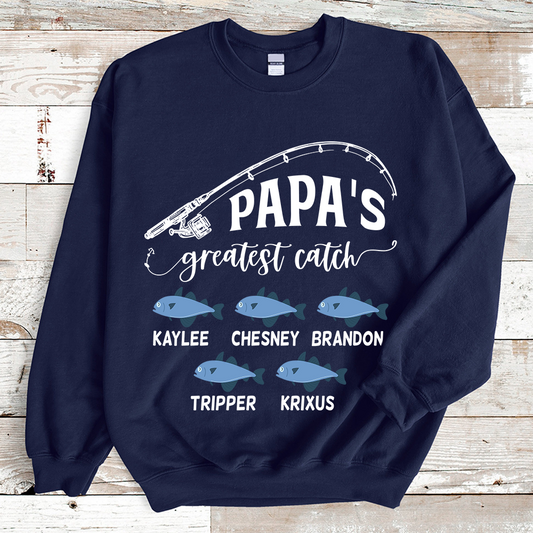 Papa Fishing Blanket, Personalized Father's Day Sweatshirt