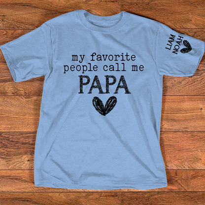 Custom Grandpa T-Shirt, My Favorite People Call Me with Family Names, Ideal Gift for Grandfather