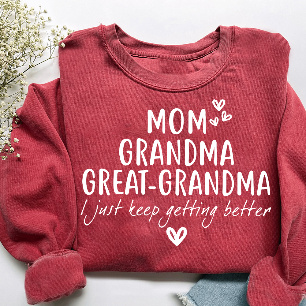 Mom Grandma Great-Grandma Heart Sweatshirt, Custom Family Name for Gift Grandma