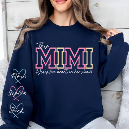 Personalized Mimi With Grandkids Heart Sweatshirt, Custom Nickname And Grandkids Name Hoodie