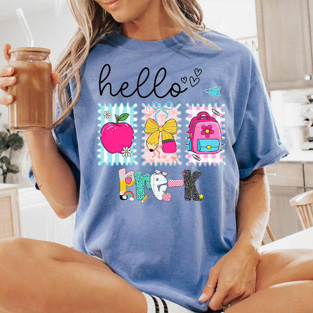 Preppy Back to School Hello Kindergarten Pre-K 1st 2d 3d 4th 5th Grades