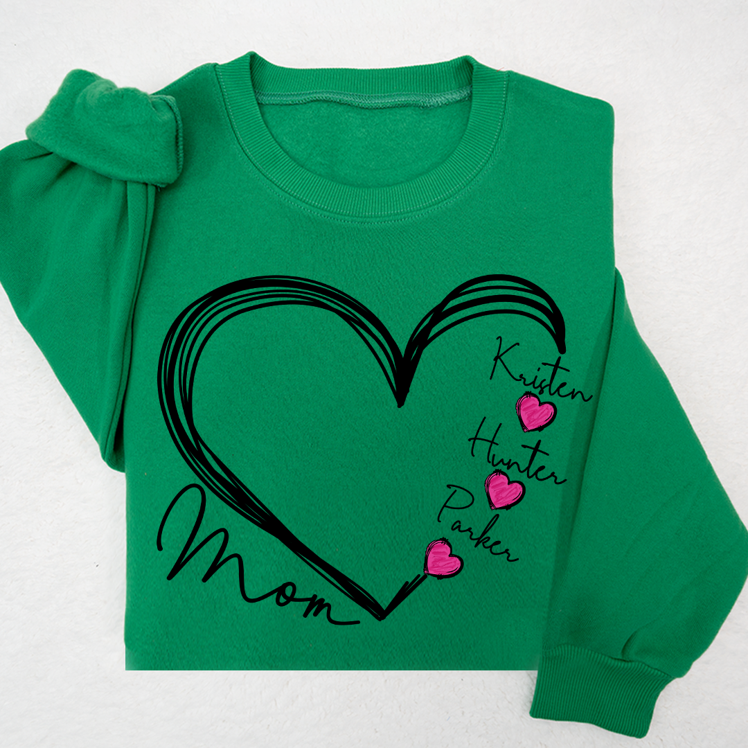 Custom Heart Mom And Kids Valentine's Day LTP01 Sweatshirt