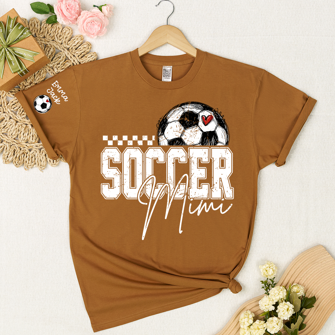 Soccer Mimi Shirt Personalized with Grandkids Names, Soccer Ball Graphic Family T Shirt