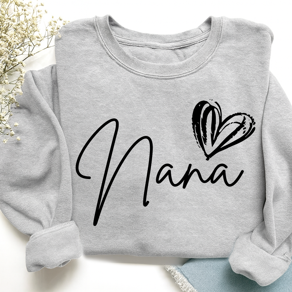 Custom Nana Heart Sweatshirt, Custom Gifts for Grandma and Grandchild