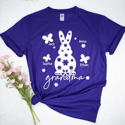 Personalized Grandma Easter Bunny T-shirt, Custom Grandma And Kids