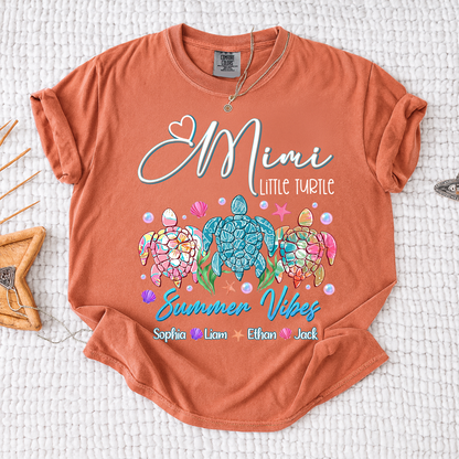 Comfort Colors® Gigi Personalized Turtle Mom Shirt with Children’s Names, Fun and Cute Grandma Shirt