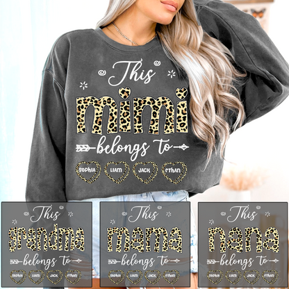 Personalized This Mimi Belongs To Sweatshirt, Custom Leopard Print Names