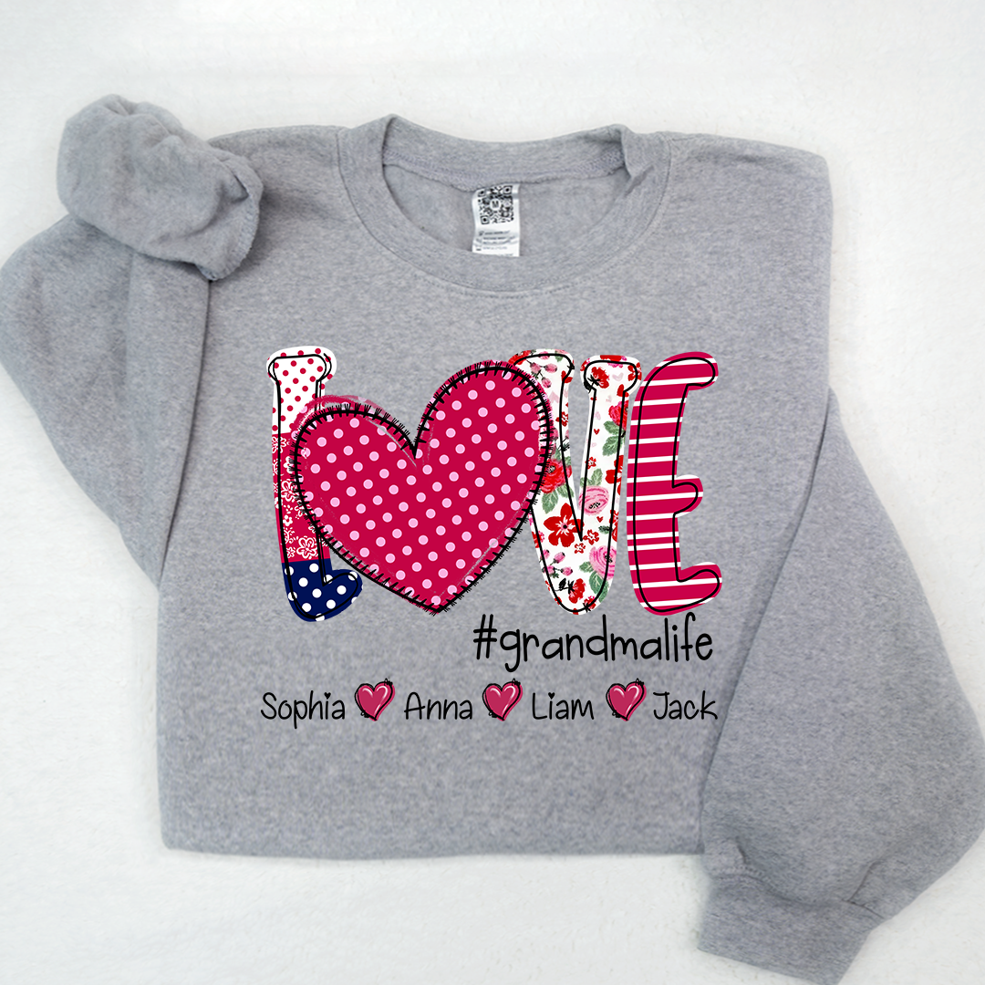 Valentine's Heart Day Custom Grandma And Kids LTP01 Sweatshirt