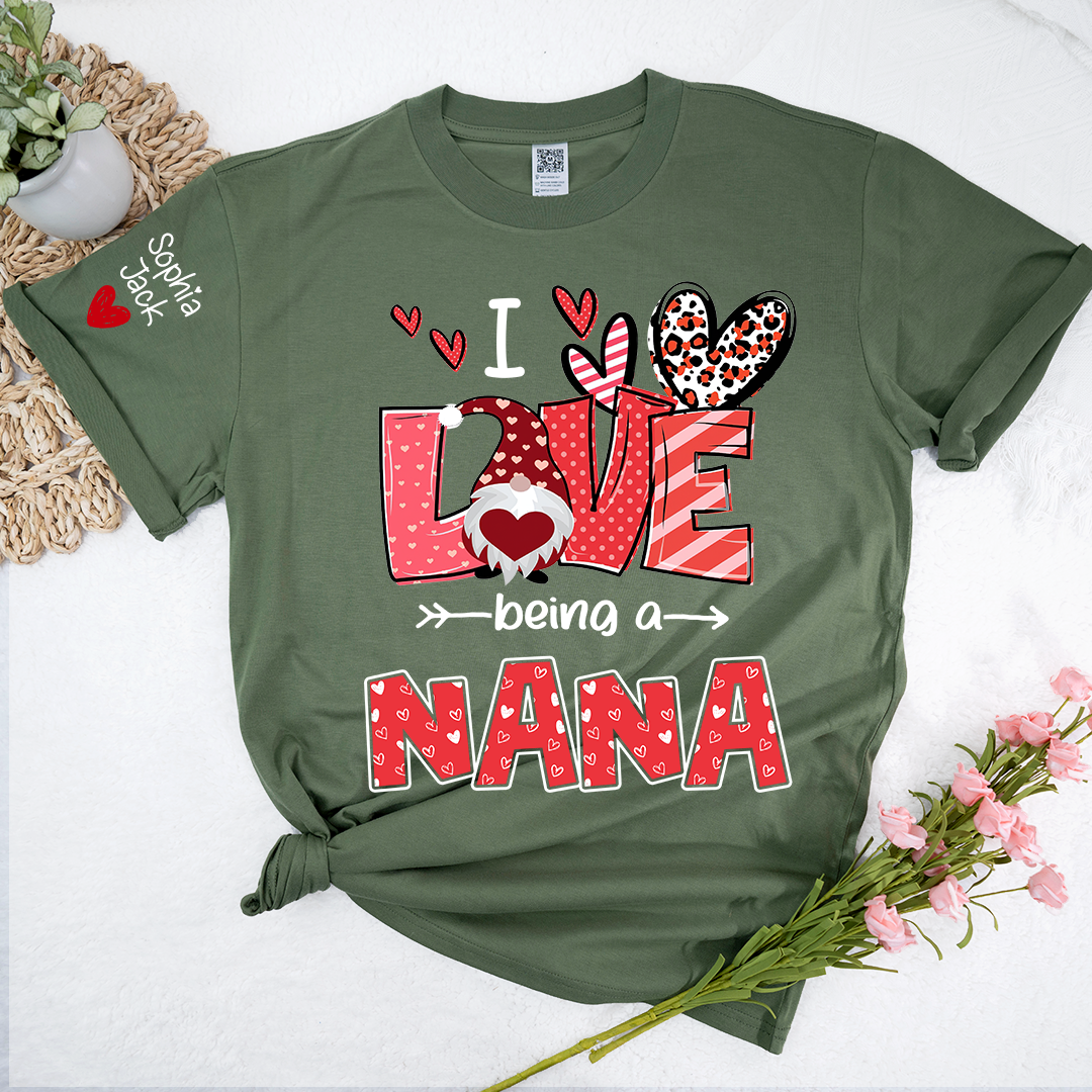 I Love Being Called Nana Sweatshirt, Heart Gnome Valentine Gift For Grandma And Her Grandchildren