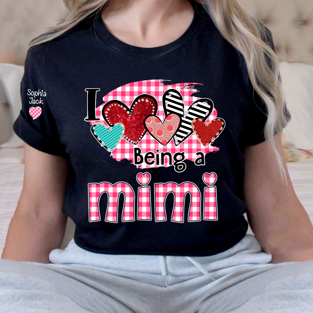 Valentine Mimi Crewneck T-shirt, Cute Heart Family Love Design, For Gift Grandma And Kids