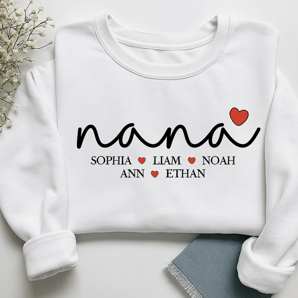 Custom Nana Heart Sweatshirt, Gift for Grandma And Kids