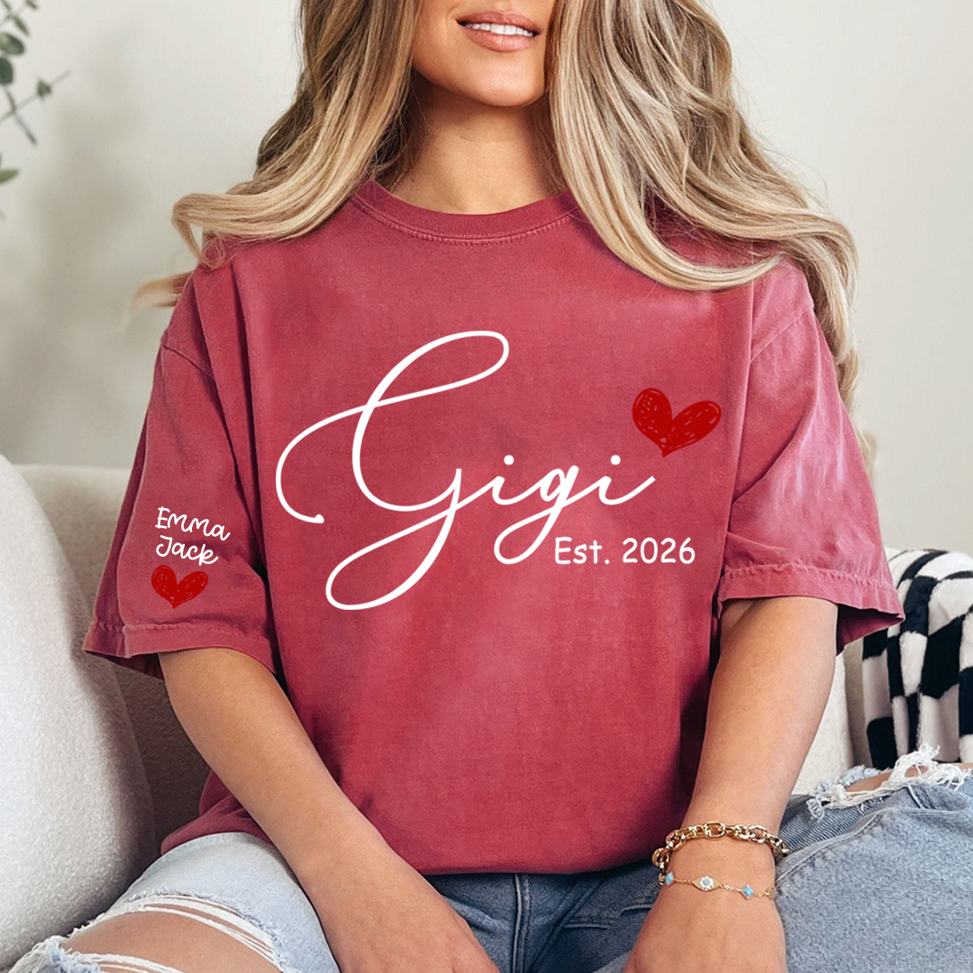 Personalized Gigi T-Shirt Est. 2026 for Grandmothers Custom Name Gift
