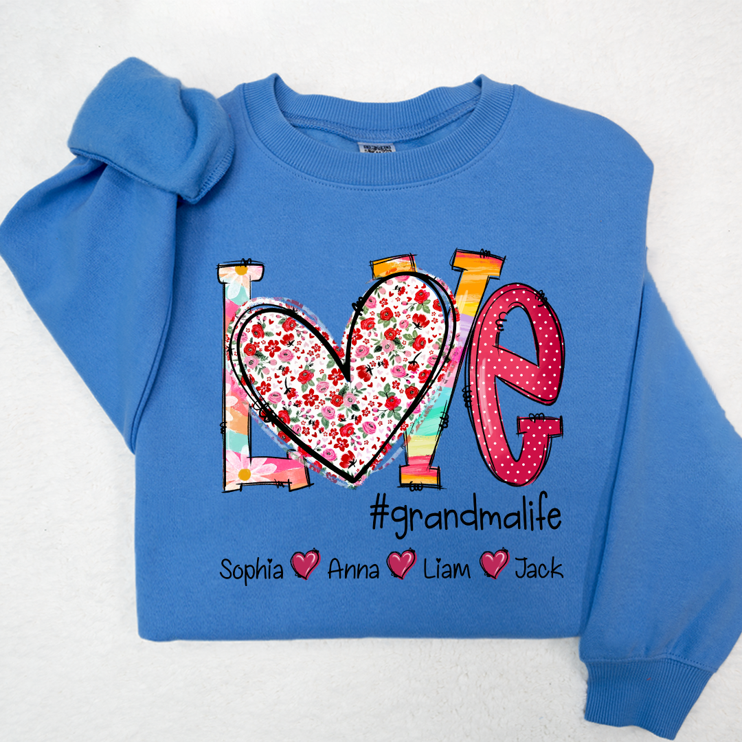 Valentine Heart Custom Name Grandma And Kids LTP01