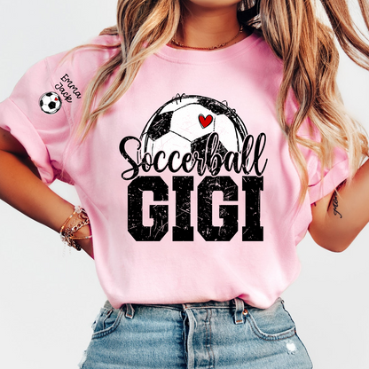 Soccer Mimi Shirt with Custom Names, Soccer Ball Heart Family Tee