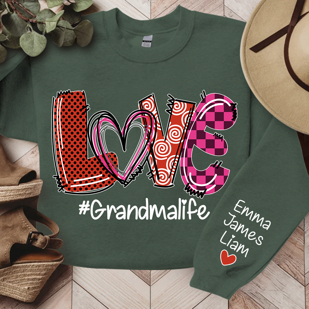 Personalized Love Valentine Grandma Life With Kids, Gift For Grandma Valentine TH Sweatshirt