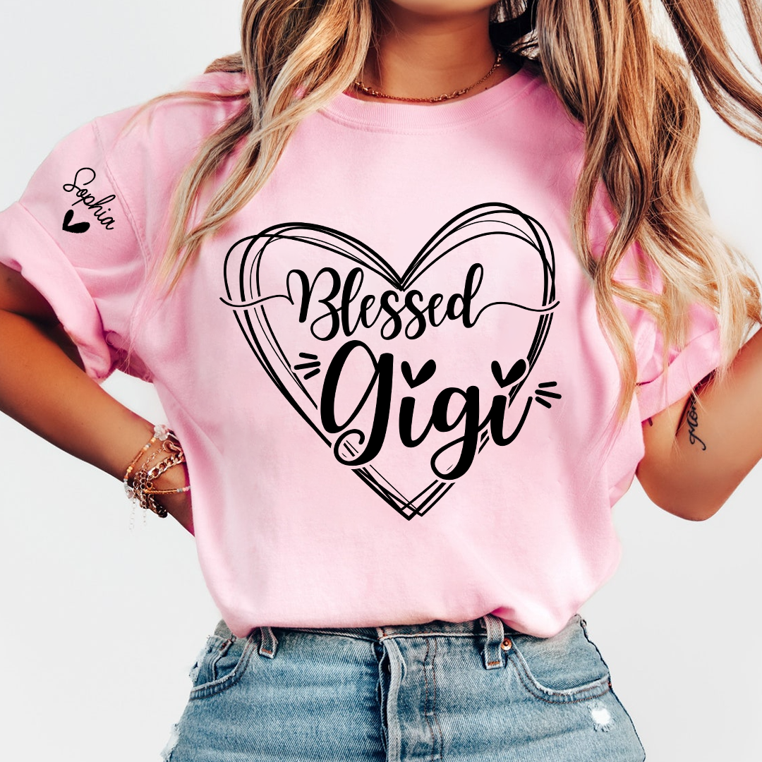 Custom Gigi Heart Tshirt, Personalized For Grandma And Little Ones