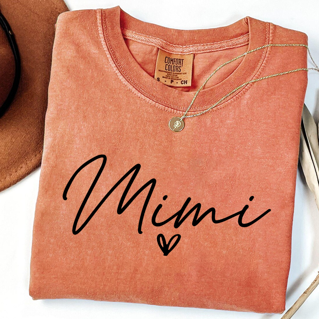 Personalized Women's Tee with Heart, For Gift Mimi And Kids Gift Idea