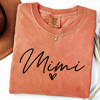 Personalized Women's Tee with Heart, For Gift Mimi And Kids Gift Idea