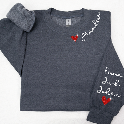Valentine Glitter Heart Grandma And Kids LTP01