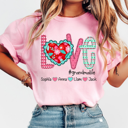 Love Grandma Life Shirt, Personalized Grandma T-Shirt with Custom Kids Names