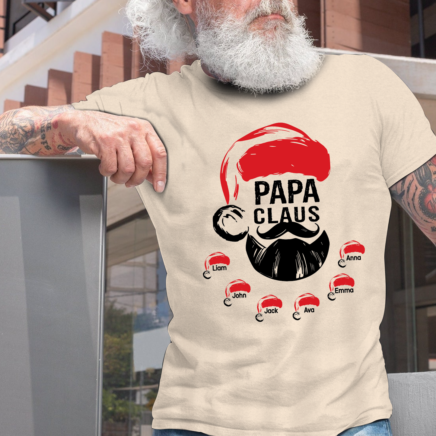 Custom Papa Claus Christmas, Gift For Papa And Kids T-Shirt
