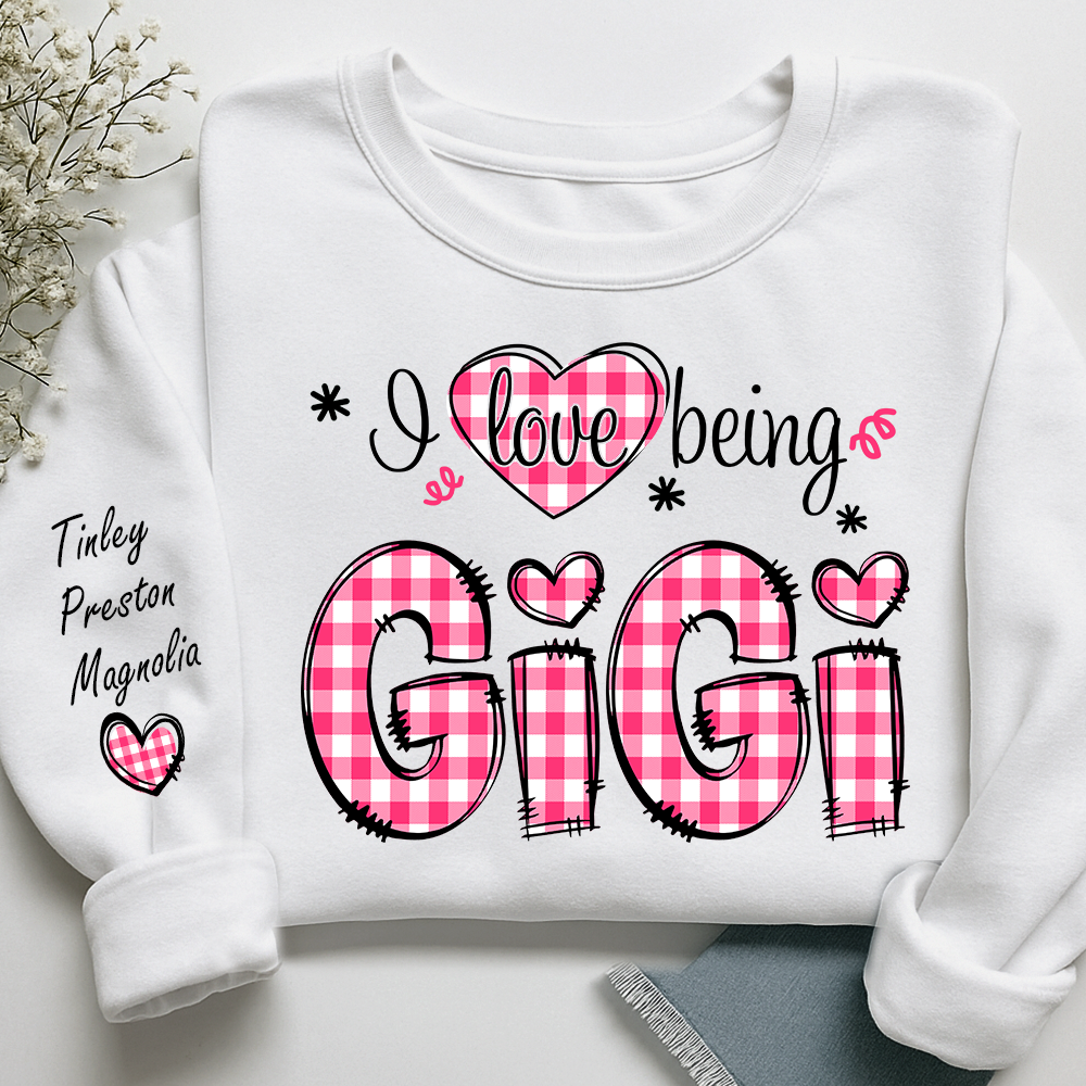 Personalized Grandma Valentine Sweatshirt, Custom Name Family Shirt, I Love Being Gigi Design